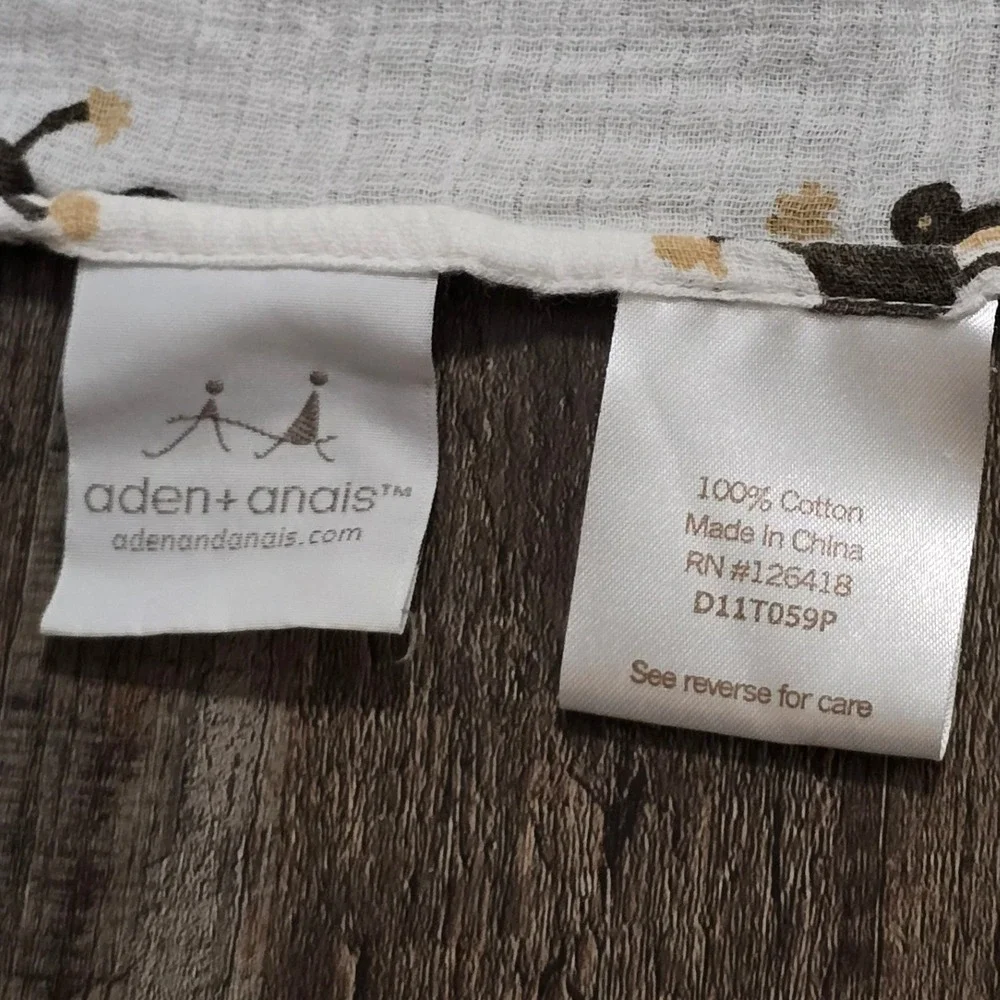 Aden + Anais Monkey Print Muslin Swaddle Blanket Kids OS White Brown Safari Boho